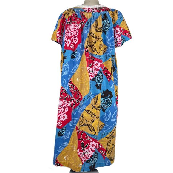 Kalama Muu Muu Dress Vintage Floral Dress Front Pockets 2X - Picture 3 of 5